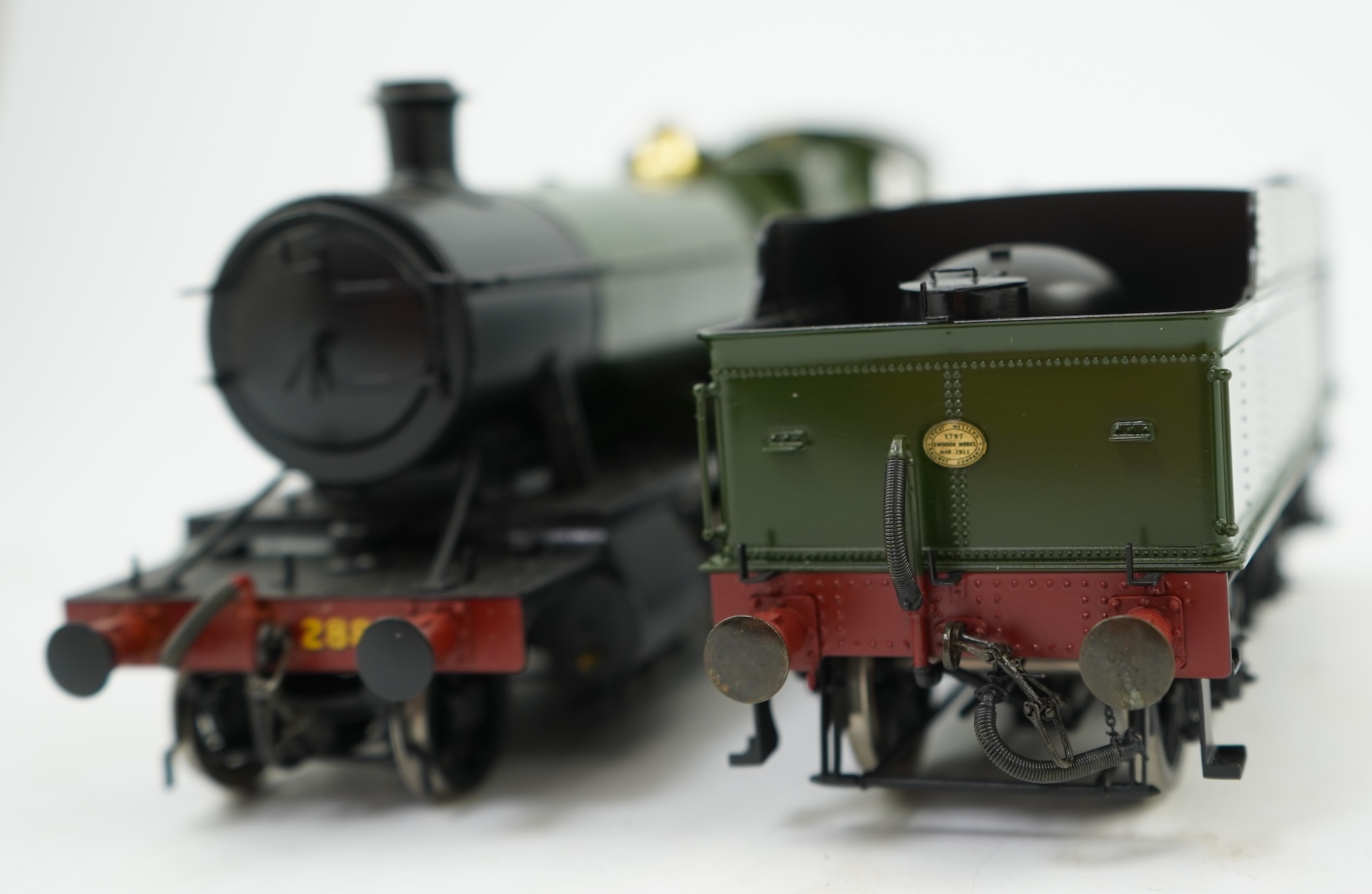 An 0 gauge Masterpiece Models model of GWR Class 28xx, 2884, 2-8-0 tender locomotive, powered for two rail operation, with original box.